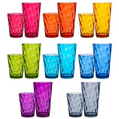 Optix Plastic Reusable Drinking Glasses (Set of 16) 14oz Rocks & 20oz Water C...