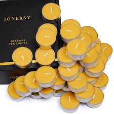 48 Pack Beeswax Tealight Candles Bulk,Pure Natural Bees Wax in Aluminum Shell...
