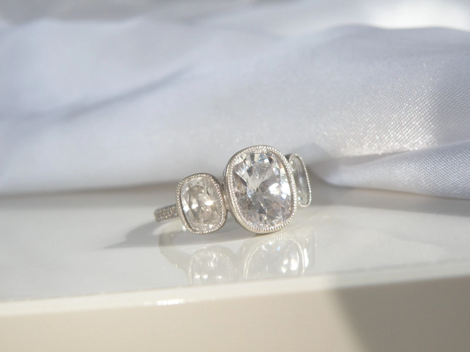 Sterling Silver 925 Cubic Zirconia CZ Engagement 3 Stone Ring Size 6