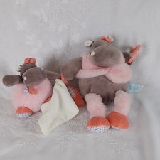 Lot 2 Peluches Doudous d'Activités Zoé Hippopotame Baby Nat Etat neuf