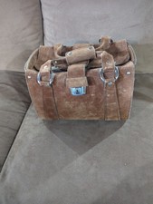 Vintage 1970's Suede Leather Brown Camera Case Locks With Key Retro