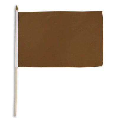 UPS BROWN Plain Solid Color 12x18 12''x18'' Stick Flag 24'' Wood Staff 100D