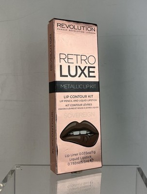 Revolution Retro Luxe Metallic Lip Contour Kit SOVEREIGN Liner & Liquid Lipstick