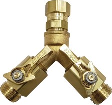 Dramm Twin Brass Hose Shut-off Valve Dual Garden Hose Water Control Splitte... Dramm Twin Brass Hose Shut-off Valve Dual Garden Hose Water Control Splitte...