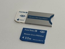 Sandisk Memory Stick Duo Adapter 20-90-00125 Blue and PRO Duo 512MB TESTED