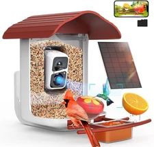 ® PAV- Smart Bird Feeder with Camera Solar Powered, 64GB Card & 2K HD Record Vid