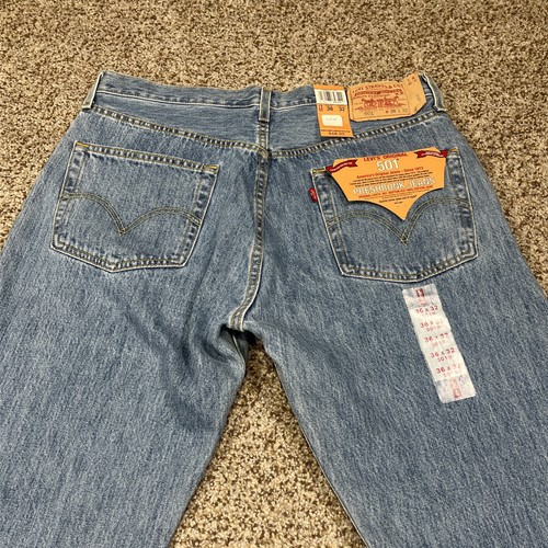 Vtg Levis 501 Original Preshrunk Denim Jeans Button Fly 36x32 Y2K NEW (34x31) - Picture 16 of 20