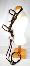 Leather English Bridle 5" eggbut snaffle braided reins Dark Brown Complete