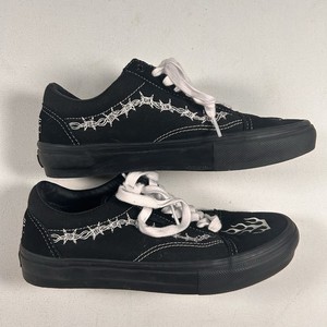 Size 9 Elijah Berle x Vans Skate Old Skool Black Mens Worn Once RARE Y2k Flames Vans Skate Old Skool Shoes - (Elijah Berle) Black / Black  main image 4