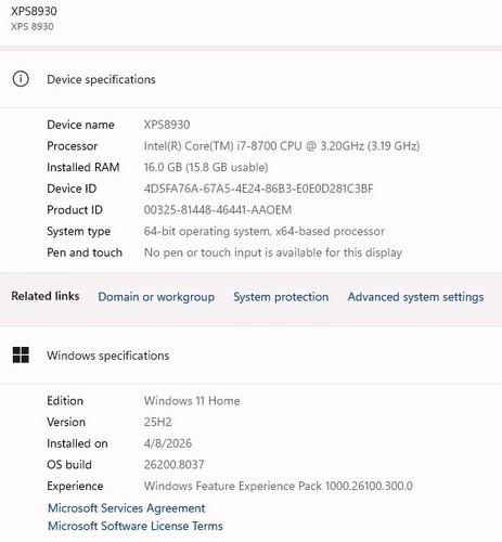 Dell XPS 8930 Desktop - i7-8700 - 16GB RAM - 512GB SSD - Wi-Fi - 11 Home - Picture 10 of 13