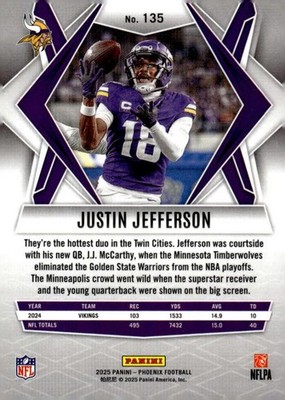 SMTR25 ジャスティン トレカ JUSTIN JEFFERSON 2025 Panini Phoenix Base #135 NFL Vikings ID