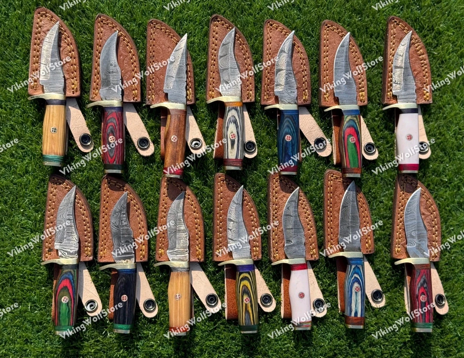 Set of 20 Custom Handmade Damascus Steel 6" Camping & Hunting Knives - From USA