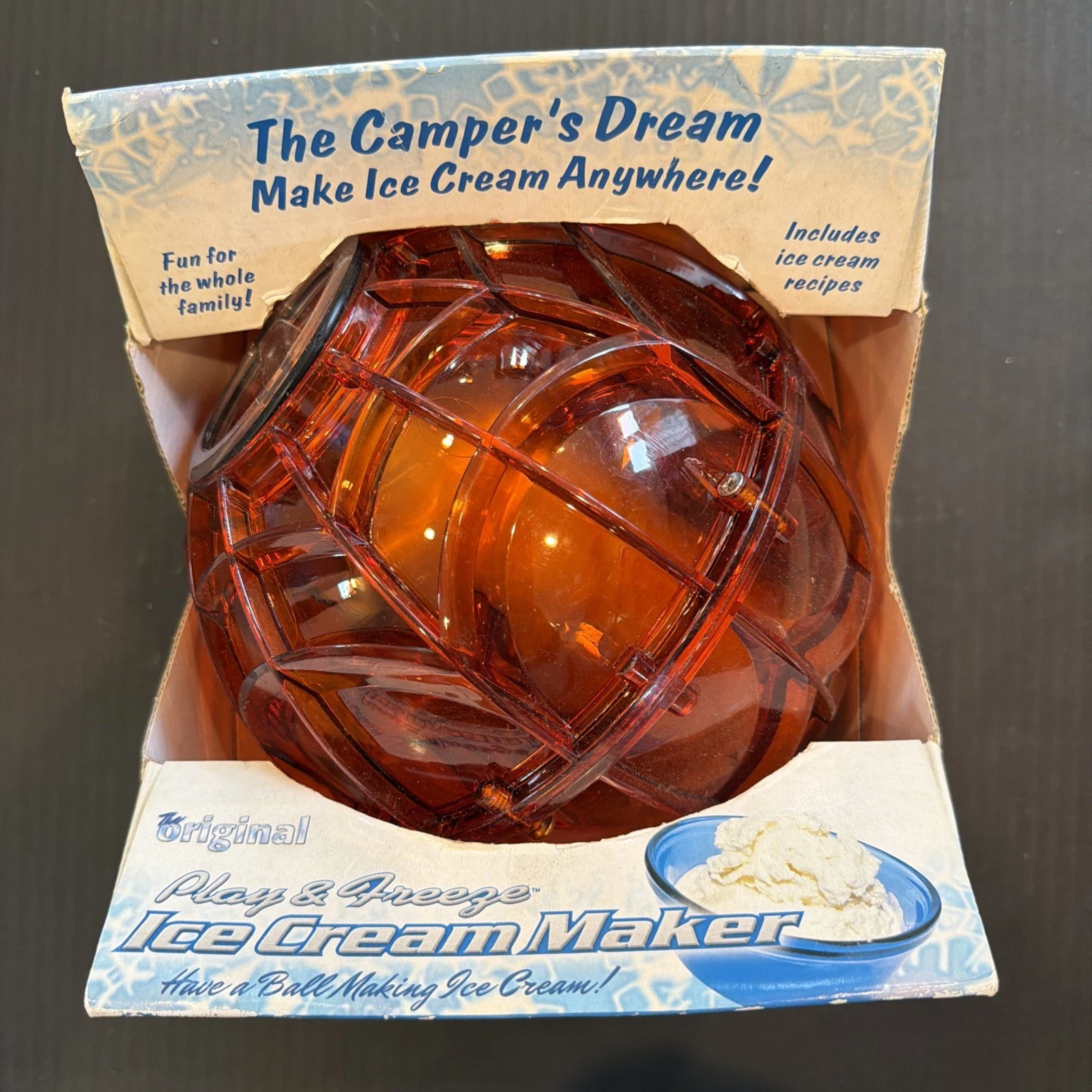 Camper’s Dream the Original Play and Freeze Ice Cream Maker Ball Orange