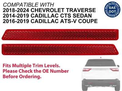 Rear Reflector for 2018-2024 Traverse 2014-2019 CTS Sedan 84135078 84135079 PAIR - Imagen 1 de 4