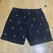 Chaps Stretch Seahorse Print Chino Bermuda Beach Preppy Shorts Black Mens 36 EUC