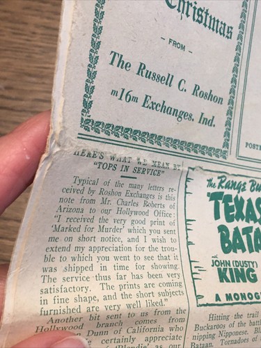 Rare Film Trade Booklet “Roshon Film-Fax” December 1946 Horror Western Ads &News - Picture 14 of 20