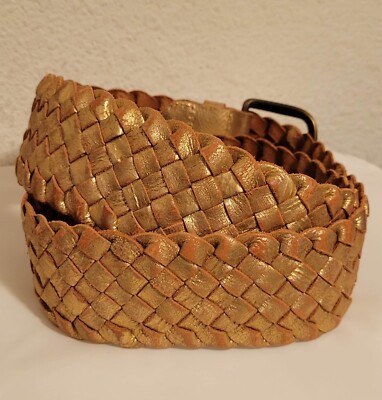 Fossil Vintage Y2k Leather Gold (metallic) Braided Belt Size  display picture 3
