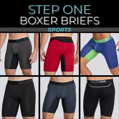 STEP ONE New Mens Boxer Briefs Sport (Extra Long) Bamboo Underwear