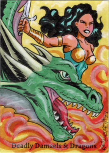 Tarjeta de boceto de Deadly Damsels & Dragons 5finity 2023 Kelly Everaert V10 - Imagen 1 de 2