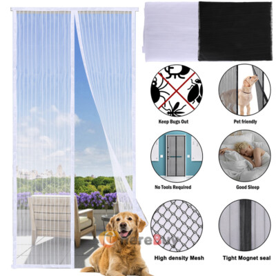 Mosquito Door Net Mesh Screen Bug Pet Patio Hands Free Magnetic Closer 3 Sizes