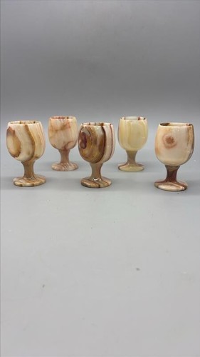 Vintage Onyx Wine Glasses Set of 5 with Original Case - Picture 9 of 10