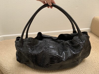 Devi Kroell Black Python Snake Skin Roman Handbag