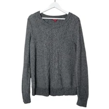 Merona Wool Rabbit Hair Cable Knit Scoop Neck Sweater Grey Women’s XL