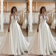 Elegant Satin Strapless Wedding Dresses Ruching Sweep Train A Line Bridal Gown
