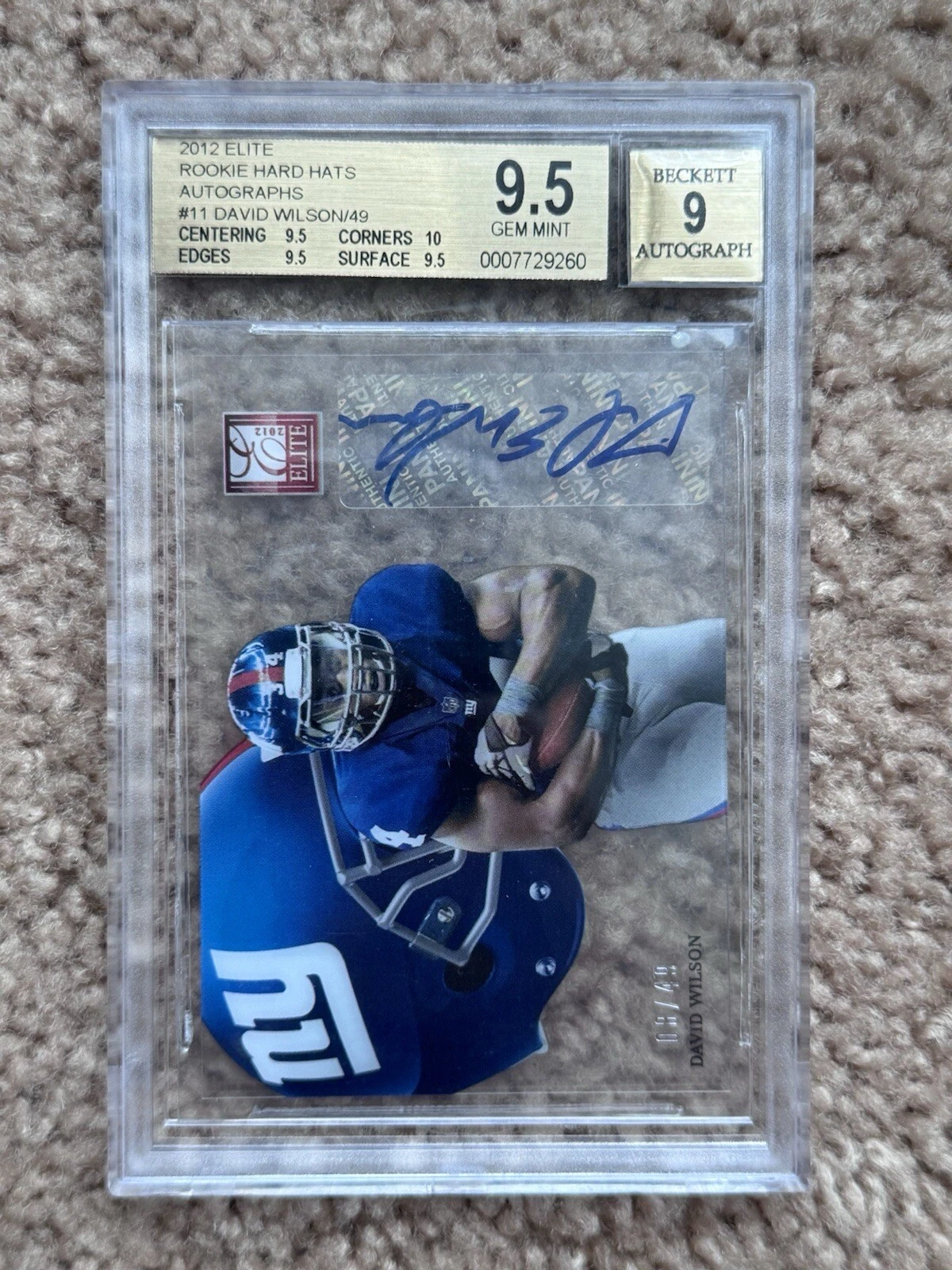 David Wilson Panini Elite Hard Hats Signatures #11 Base