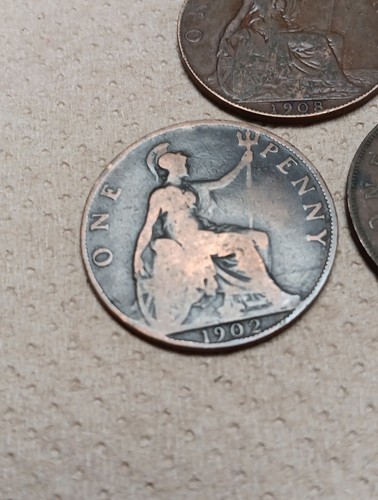 5 GREAT BRITAIN LARGE 33MM PENNY COINS, 5 DIFFERENT DATES - Picture 2 of 12