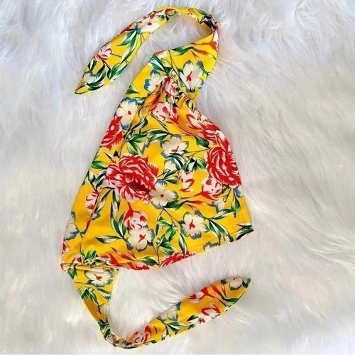 ᴇᴜᴄ ᴜᴏ ꜰʟᴏʀᴀʟ ʙᴀɴᴅᴇᴀᴜ ꜱᴡɪᴍ ᴛᴏᴘ size S yellow red blue bikini bandana swimsuit - Picture 5 of 14