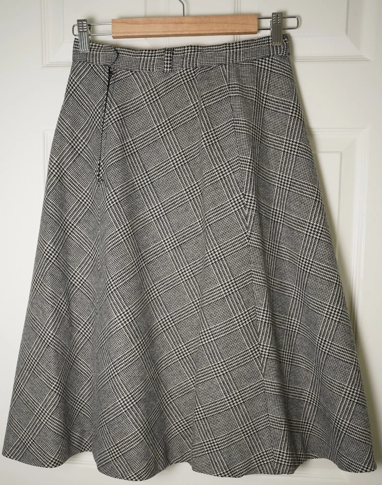 Vintage Evan Picone Wool Skirt 27 Glen Plaid Midi A Line Academia Officewear - Image 2 of 4