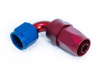 Alu Fitting Dash 6 / -6 AN / JIC 6 Anschluss 90° Blau/Rot eloxiert