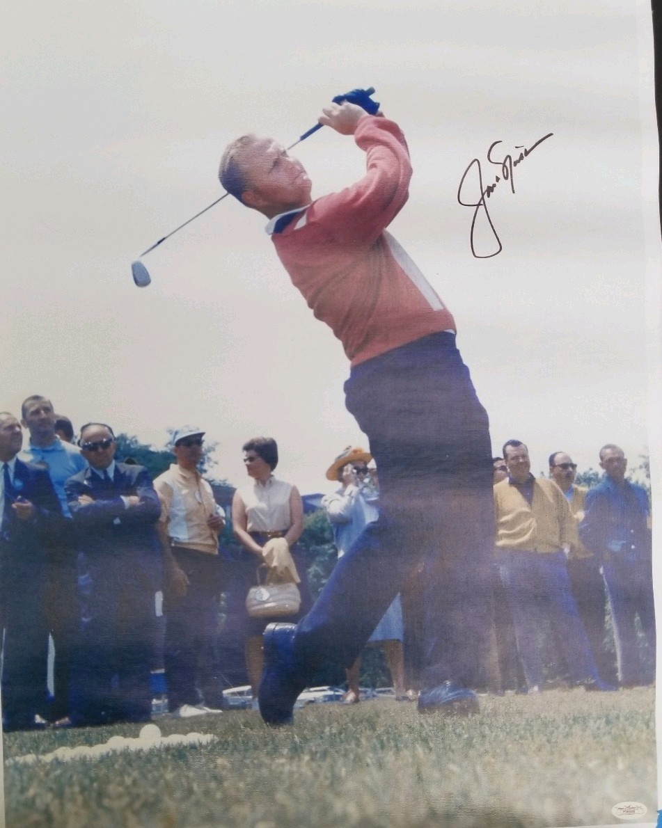 palmer nicklaus Autographed Signed MASTERS CHAMPIONS MASTERS CHAMPION JACK NICKLAUS 16X20 PHOTO CANVAS JSA COA 