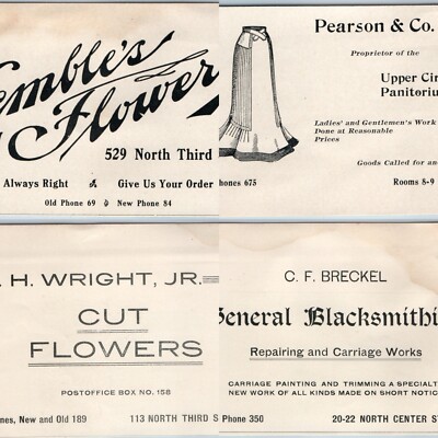 x4 LOT c1900s Marshalltown Iowa Advertising Print Ads Breckel Kemble Pearson C55