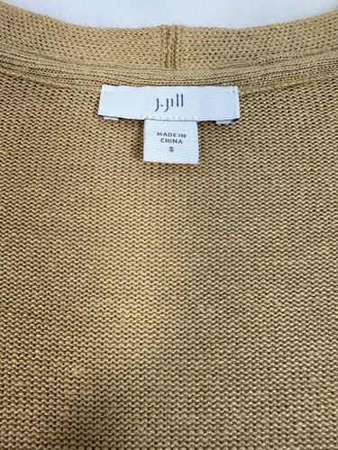 J Jill Cardigan Sweater Small Linen Blend Gold Beige Womens 3 Button Long Sleeve - Picture 4 of 5