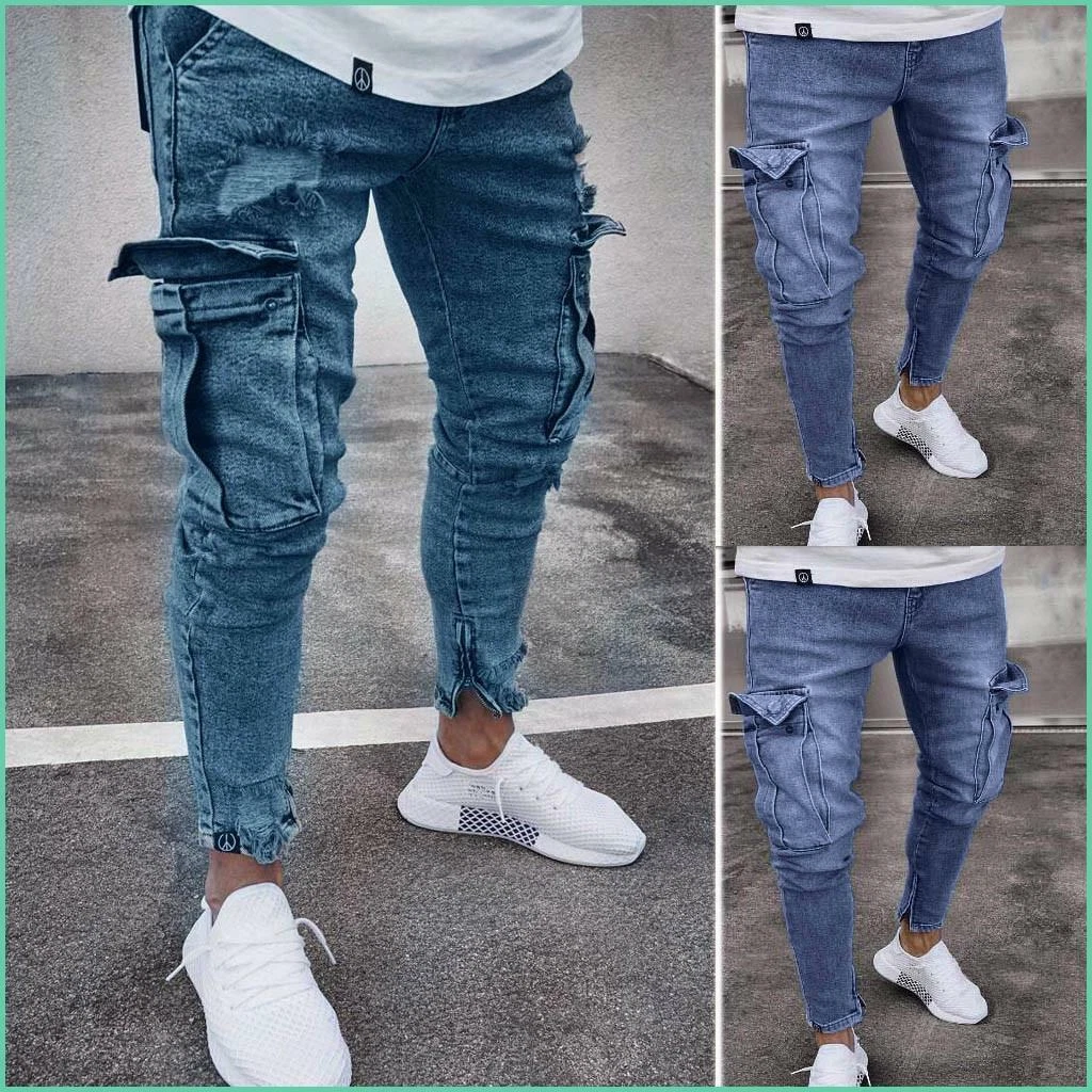 Sacrificio Tranquilidad de espíritu Pies suaves Pantalones Mezclilla Para Hombre Jeans Con Bolsillos De Cremallera Moda New  | eBay