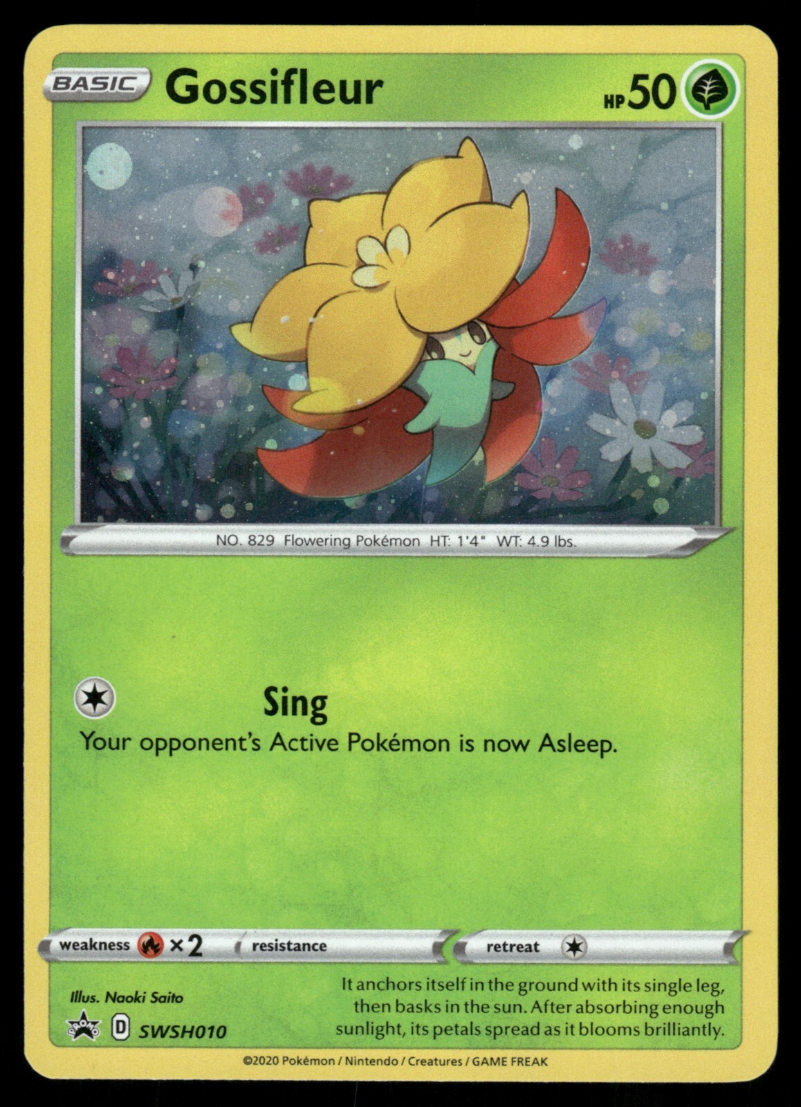 Pokemon GOSSIFLEUR Black Star Promo Sword & Shield Holo SWSH010 NEAR MINT