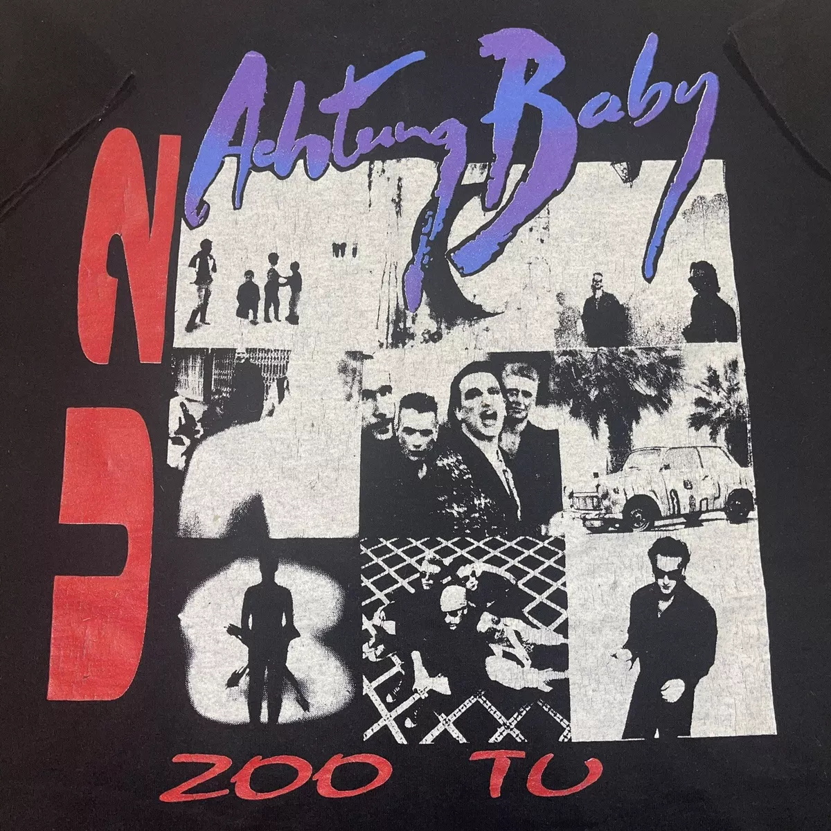 Vintage 1992 U2 T-Shirt Zoo TV Tour Merch 90s Achtung Baby Single Stitch Tee L