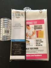 LIBA Clear Shower Curtain Liner 72" x 72" Clear with Rings New