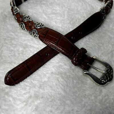 Vintage 1996 Brighton Brown Embossed Leather Belt Sz S  display picture 3