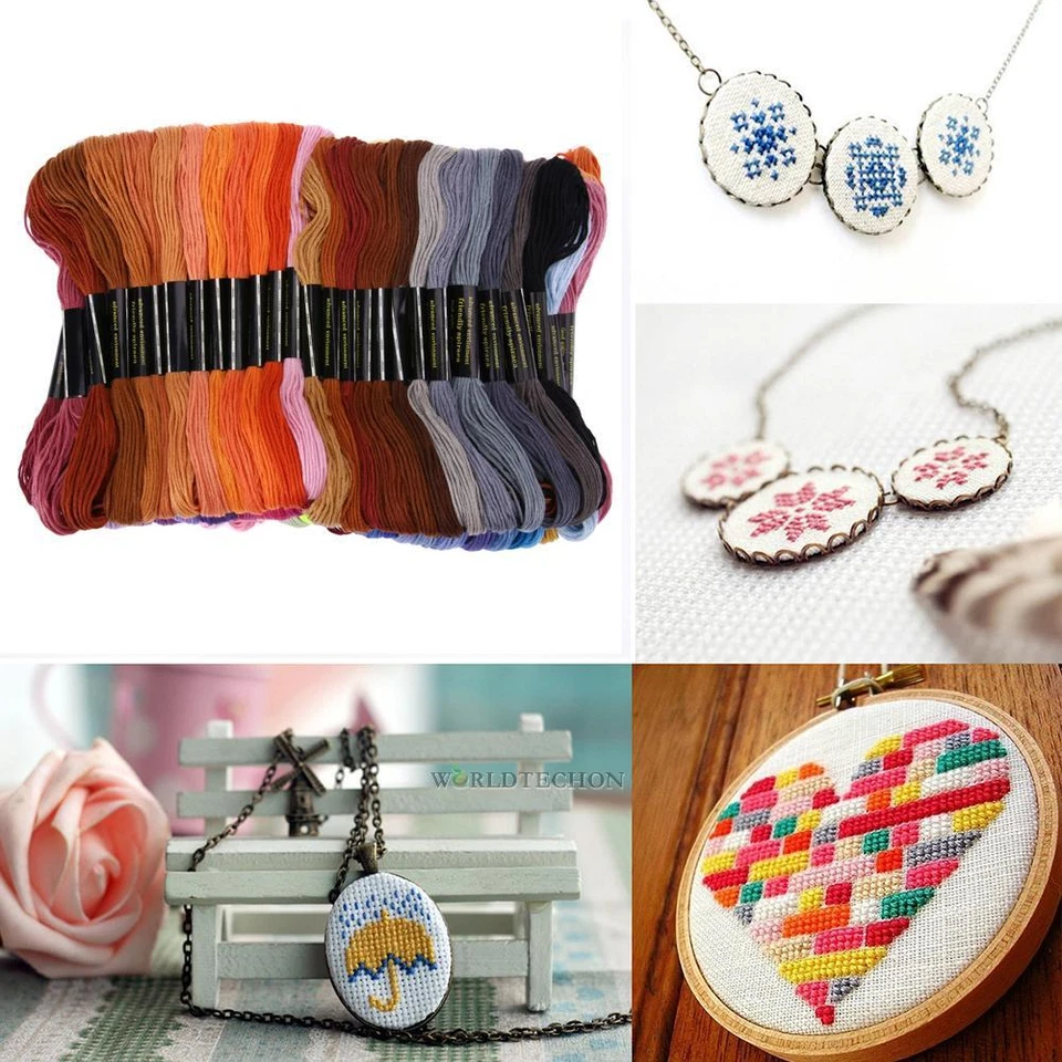 100 Colors Cotton Cross Floss Stitch Thread Embroidery Sewing Skeins Hand Set - Image 4 of 4