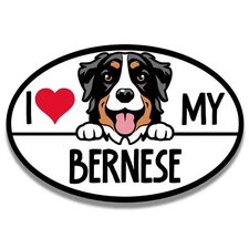 Magnet Me Up I Love My Bernese Dog Breed Car Magnet Decal, 4x6 Inches Oval