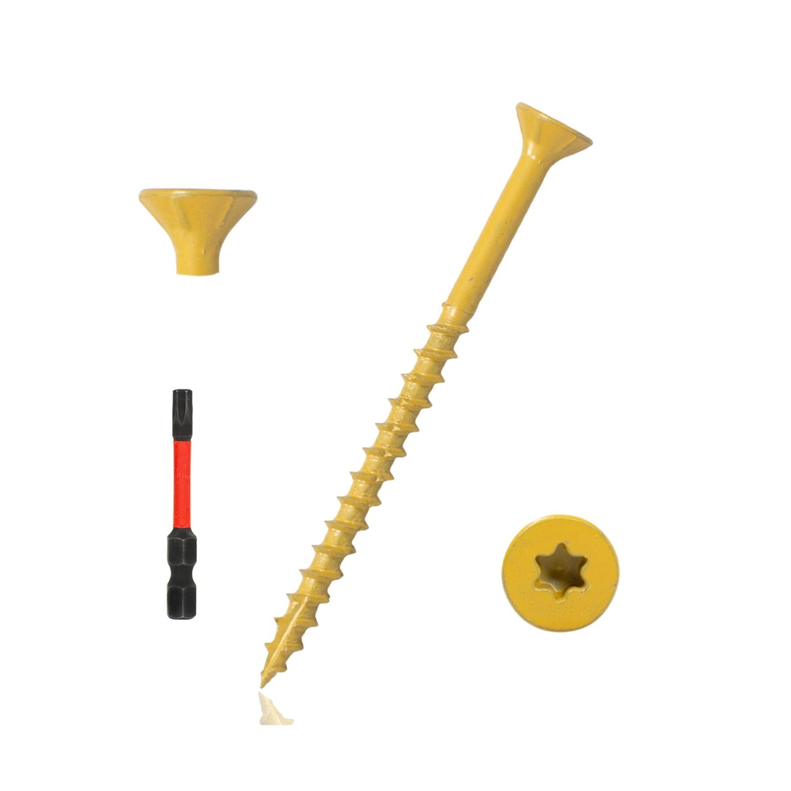 500 Pcs Exterior Deck Screws 10#×3 inch, Wood Screws with Yellow ...