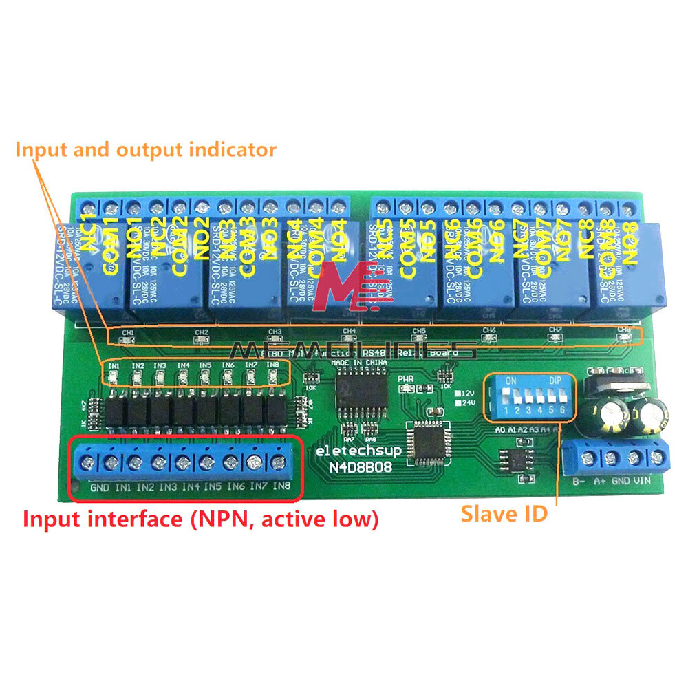 DC 12V 24V 8 CH DIN35 C45 DIN Rail Box UART RS485 Relay Module Modbus RTU  Switch | eBay