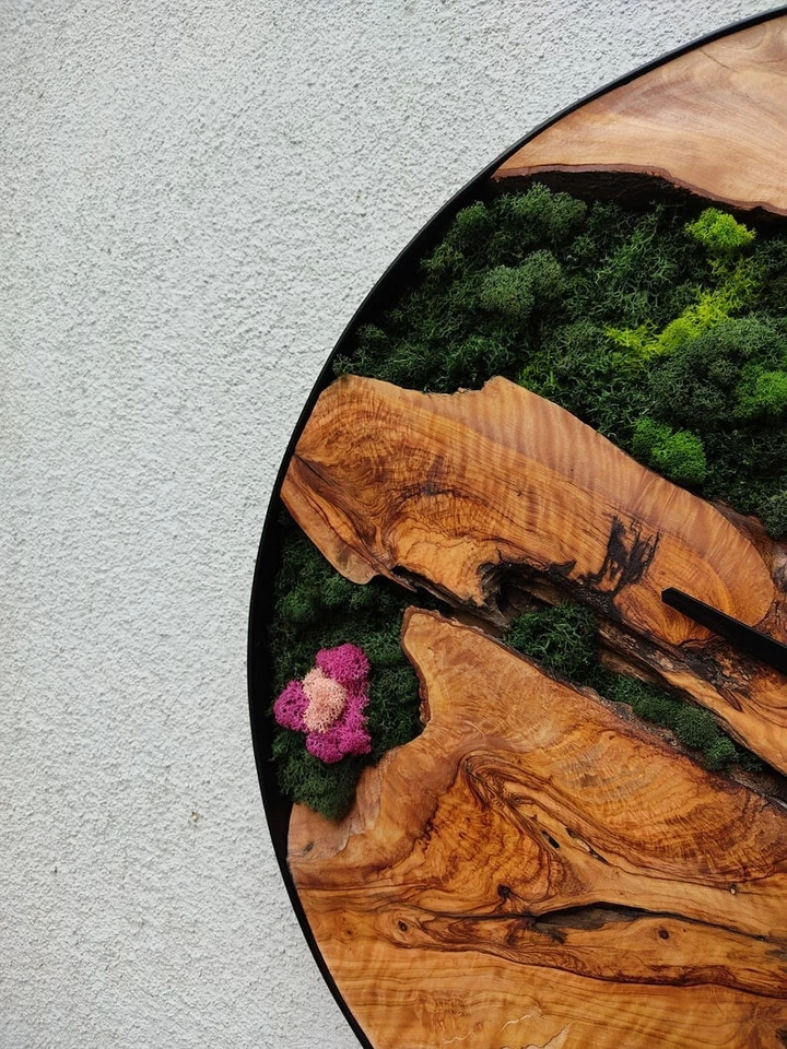 Moss Wall Clock Personalized gift Wall Art Custom Wooden Handmade Made to Order - Image 4 of 4