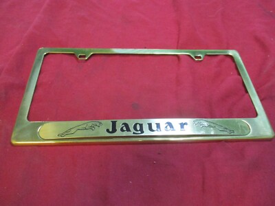 Jaguar license plate frame, solid brass, new old stock from the 1980's NOS 