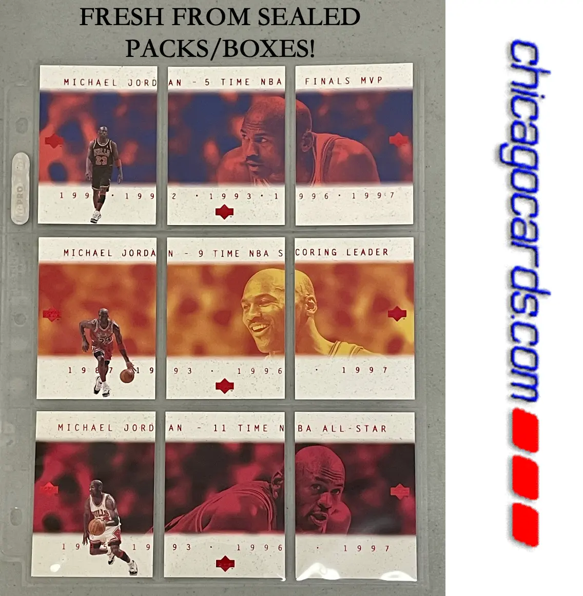 spise skrivebord beholder Michael Jordan RARE Japanese 9Card Complete Set 3-Panel 2-Sided PackFresh  BV$720 | eBay