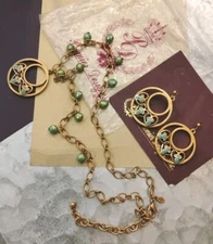 PREMIER DESIGNS PD "Never Ending" Circular w/Enamel Earrings AND Necklace Set!