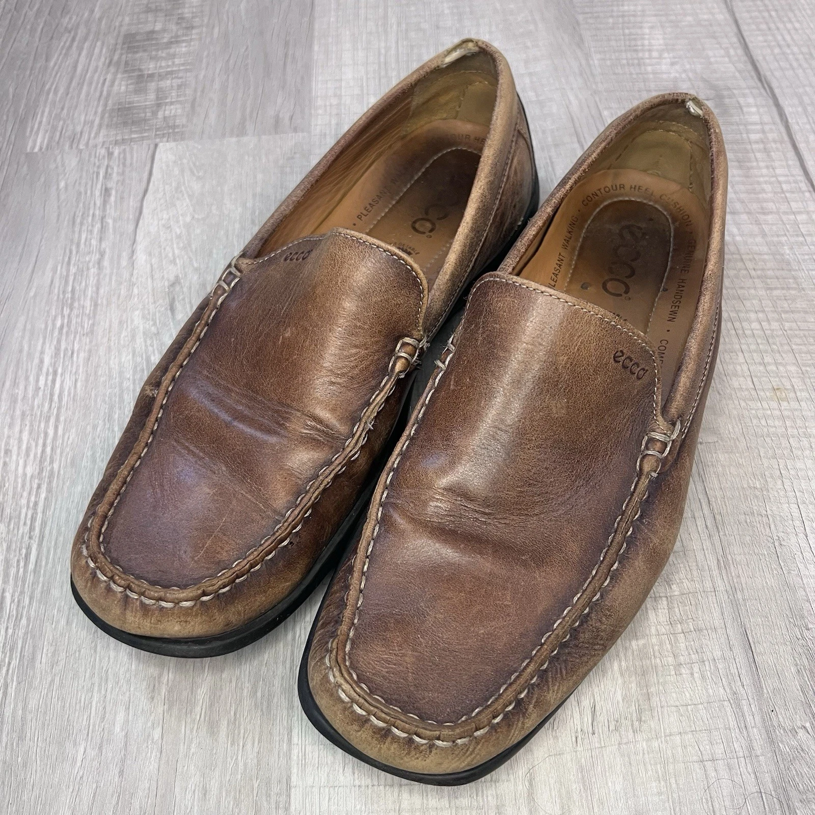 Scarpe mocassino da guida ECCO da uomo in pelle marrone taglia EU 47